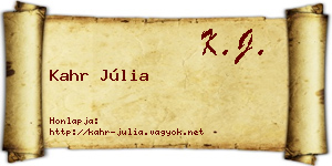 Kahr Júlia névjegykártya